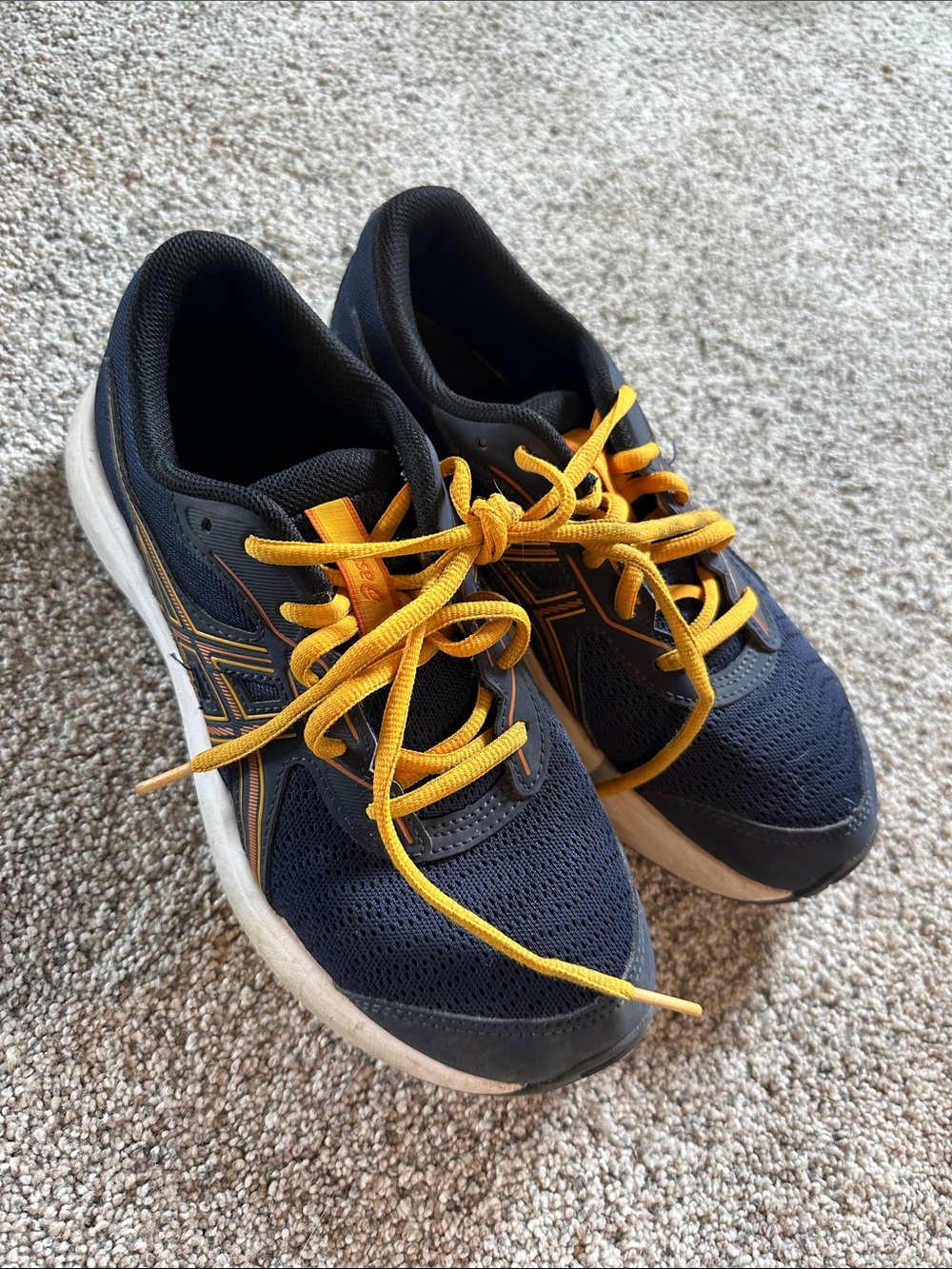 ASICS Contend 9 Navy and Yellow Lace-Up Sneakers